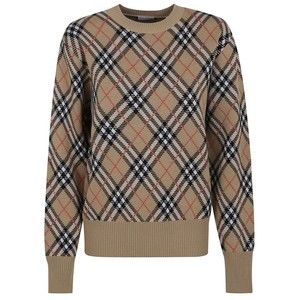 Burberry Checkered Beige Wool Blend Sweater - NWT